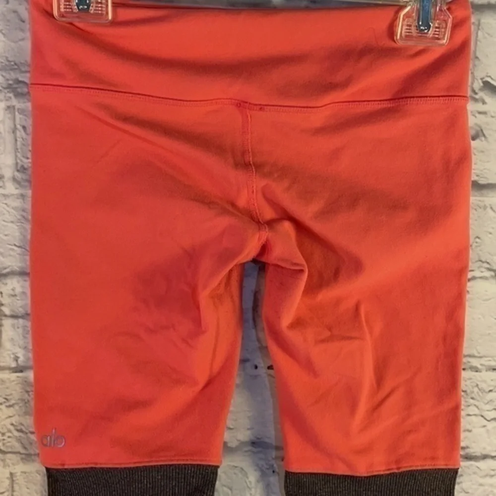 Alo Yoga Ice Goddess Ribbed Legging Coral Gray Extra Long Stretch Athletic Pants
